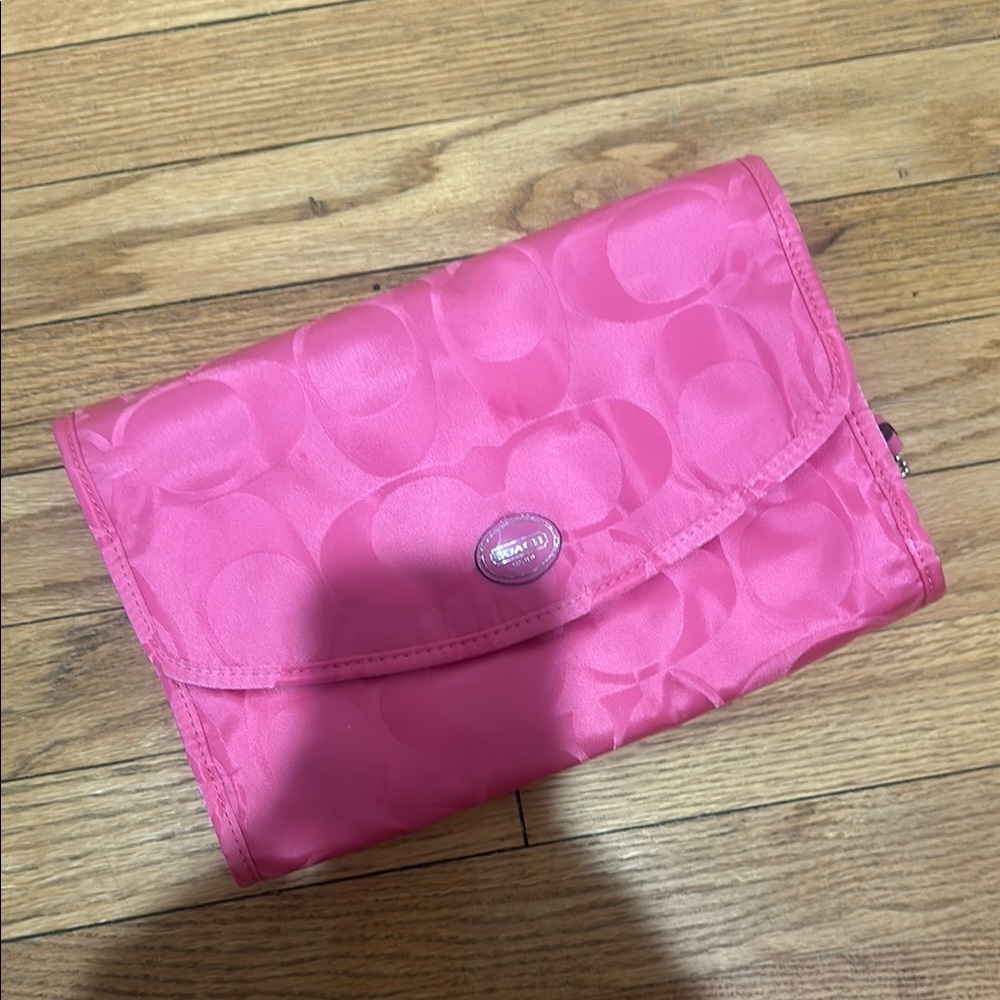Coach Fuchsia Fold-Over Make Up Bag